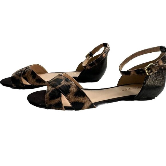 NINE WEST Animal Print Cross-Cross Ankle Strap Flat Sandals Women’s Size 7M EUC - Picture 6 of 6